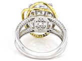 Pre-Owned White Cubic Zirconia Platineve(R) And 18k Yellow Gold Over Sterling Silver Holiday Ring 9.