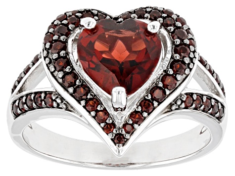 Pre-Owned Red Garnet Rhodium Over Sterling Silver Ring 2.55ctw