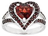 Pre-Owned Red Garnet Rhodium Over Sterling Silver Ring 2.55ctw