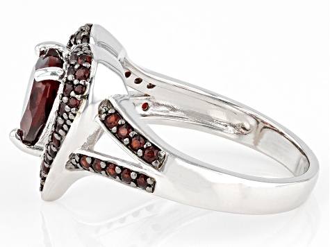 Pre-Owned Red Garnet Rhodium Over Sterling Silver Ring 2.55ctw