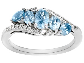 Pre-Owned Blue Zircon Rhodium Over Sterling Silver Ring 1.58ctw