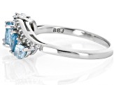 Pre-Owned Blue Zircon Rhodium Over Sterling Silver Ring 1.58ctw