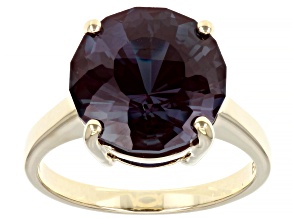 Pre-Owned Blue Lab Created Alexandrite 10k Yellow Gold Solitaire Ring 7.00ct