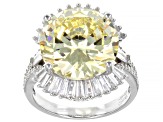 Pre-Owned Canary And White Cubic Zirconia Rhodium Over Sterling Silver Ring 18.02ctw