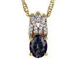 Pre-Owned Lab Created Color Change Alexandrite 18K Yellow Gold Over  Silver Pendant With Chain 1.39c