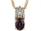 Pre-Owned Lab Created Color Change Alexandrite 18K Yellow Gold Over  Silver Pendant With Chain 1.39c