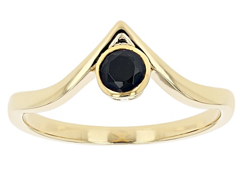 Pre-Owned Black Spinel 18K Yellow Gold Over Sterling Silver Ring 0.34ctw