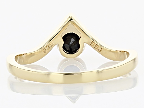 Pre-Owned Black Spinel 18K Yellow Gold Over Sterling Silver Ring 0.34ctw
