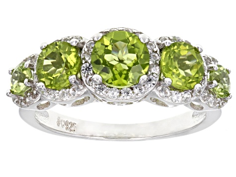 Pre-Owned Green Peridot Rhodium Over Sterling Silver Ring 2.76ctw