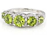 Pre-Owned Green Peridot Rhodium Over Sterling Silver Ring 2.76ctw