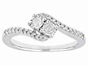 Pre-Owned White Diamond Rhodium Over Sterling Silver Two-Stone Ring 0.25ctw