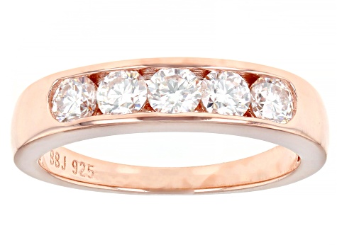 Pre-Owned Moissanite 14k Rose Gold Over Silver Ring .80ctw DEW.