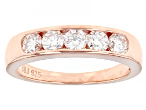 Pre-Owned Moissanite 14k Rose Gold Over Silver Ring .80ctw DEW.