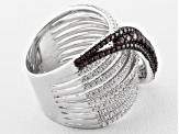 Pre-Owned Mocha And White Cubic Zirconia Sterling Silver Ring 1.04ctw