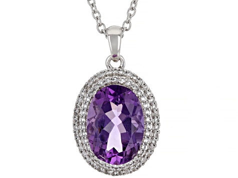 Pre-Owned Purple Amethyst Sterling Silver Pendant With Chain 5.60ctw