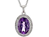 Pre-Owned Purple Amethyst Sterling Silver Pendant With Chain 5.60ctw