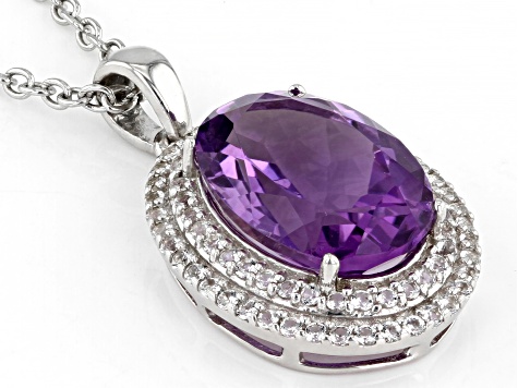 Pre-Owned Purple Amethyst Sterling Silver Pendant With Chain 5.60ctw