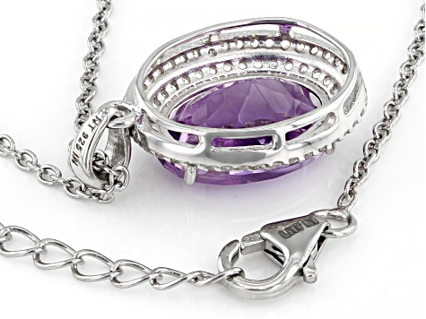Pre-Owned Purple Amethyst Sterling Silver Pendant With Chain 5.60ctw