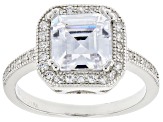 Pre-Owned White Cubic Zirconia Rhodium Over Sterling Silver Ring And Earring Set 10.97ctw