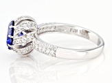 Pre-Owned Blue And White Cubic Zirconia Rhodium Over Sterling Silver Ring 4.63ctw