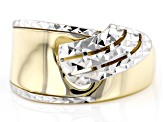 Pre-Owned 10k Yellow Gold & Rhodium Over 10k Yellow Gold Diamond-Cut Ring