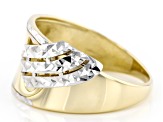 Pre-Owned 10k Yellow Gold & Rhodium Over 10k Yellow Gold Diamond-Cut Ring