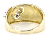 Pre-Owned 10k Yellow Gold & Rhodium Over 10k Yellow Gold Diamond-Cut Ring