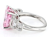 Pre-Owned Pink And White Cubic Zirconia Rhodium Over Sterling Silver Ring 10.84ctw