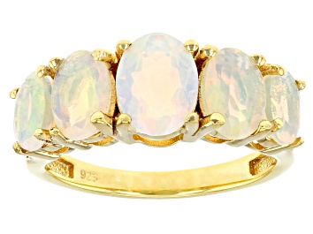 Picture of Pre-Owned Multi-Color Opal 18k Yellow Gold Over Sterling Silver Ring 1.77ctw
