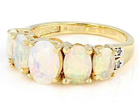 Pre-Owned Multi-Color Opal 18k Yellow Gold Over Sterling Silver Ring 1.77ctw
