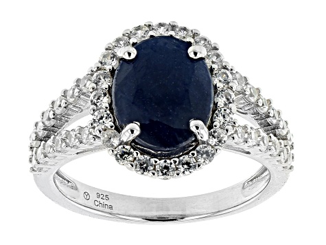 Pre-Owned Blue Sapphire Rhodium Over Sterling Silver Ring 3.25ctw