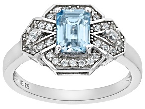 Pre-Owned Blue Zircon  Rhodium Over Sterling Silver Ring 1.79ctw
