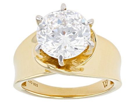 Pre-Owned White Cubic Zirconia 18k Yellow Gold Over Sterling Silver Ring 5.50ctw