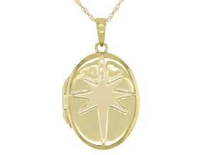 Pre-Owned 10K Yellow Gold Oval Starburst Locket with Singapore Chain