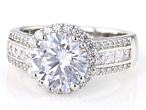 Pre-Owned White Cubic Zirconia Platinum Over Sterling Silver Ring 6.67ctw