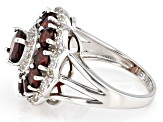 Pre-Owned Red Garnet Rhodium Over Sterling Silver Ring 4.25ctw