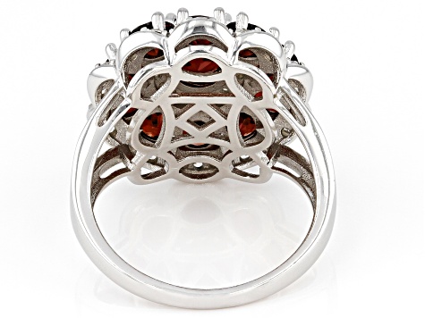 Pre-Owned Red Garnet Rhodium Over Sterling Silver Ring 4.25ctw