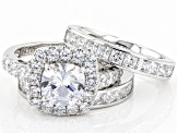 Pre-Owned White Cubic Zirconia Rhodium Over Sterling Silver Ring With Bands 9.24ctw