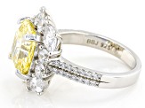 Pre-Owned Canary And White Cubic Zirconia Rhodium Over Sterling Silver Ring 13.42ctw