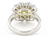 Pre-Owned Canary And White Cubic Zirconia Rhodium Over Sterling Silver Ring 13.42ctw