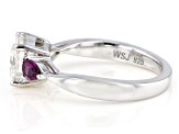 Pre-Owned Moissanite and grape color garnet platineve ring 1.85ct DEW.