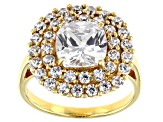 Pre-Owned White Cubic Zirconia 18K Yellow Gold Over Sterling Silver Ring 7.15ctw