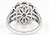 Pre-Owned White Diamond Rhodium Over Sterling Silver Cluster Ring 0.50ctw