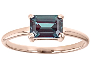 Picture of Pre-Owned Blue Lab Created Alexandrite 10k Rose Gold June Birthstone Ring 1.02ct