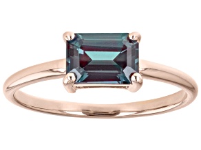 Pre-Owned Blue Lab Created Alexandrite 10k Rose Gold June Birthstone Ring 1.02ct