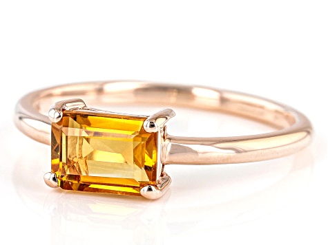 Pre-Owned Yellow Citrine 10k Rose Gold November Birthstone Ring 0.82ct