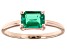 Pre-Owned Green Lab Created Emerald 10k Rose Gold May Birthstone Ring 0.80ct