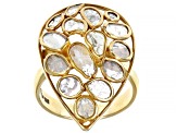 Pre-Owned Polki Diamond 18k Yellow Gold Over Sterling Silver Ring