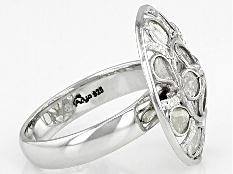 Pre-Owned Polki Diamond Sterling Silver Ring