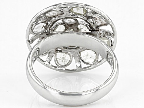 Pre-Owned Polki Diamond Sterling Silver Ring